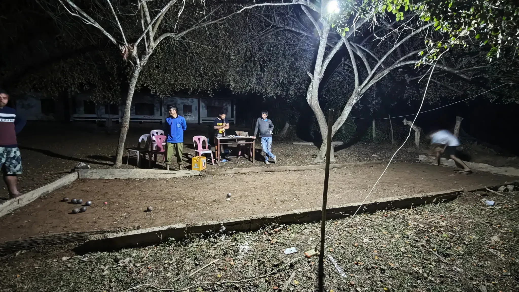 Evening petanque with villagers at Ban Haddean on the Nam Ou